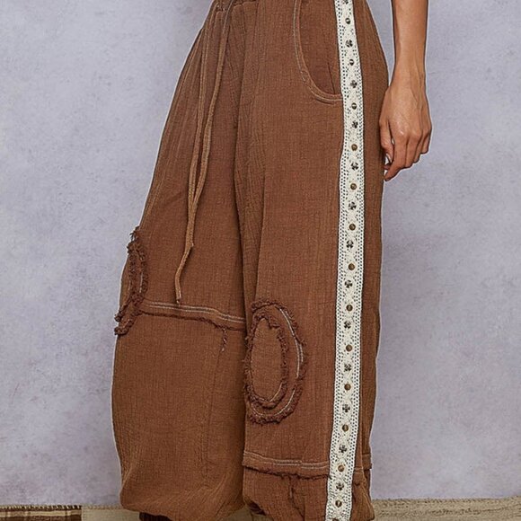 Vintage Washing Double Gauze Stud Detail Hoodie Jacket & Bottoms - Picture 4 of 5